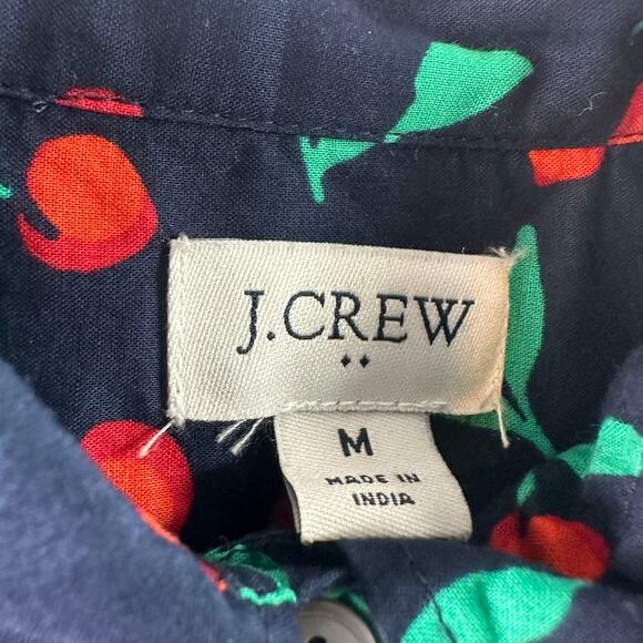 J.Crew Navy Cherry Print Long Sleeve Button-Down Shirt • M - Picture 5 of 6